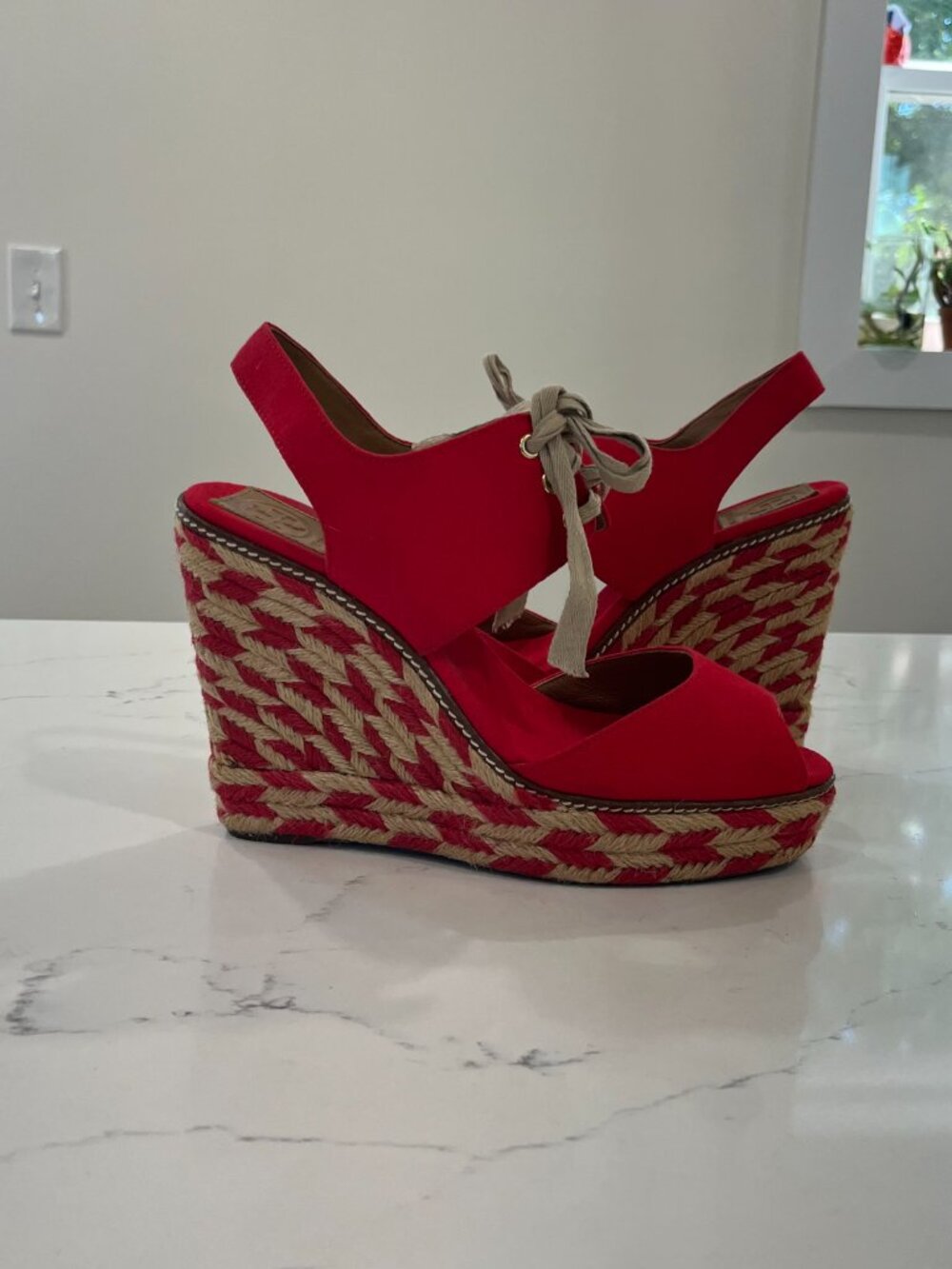 TORY BURCH Linley Wedge Espadrilles SANDALS Size 11 - Picture 3 of 8